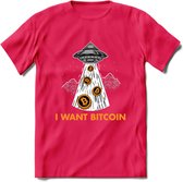 I Want Bitcoin - Crypto T-Shirt Kleding Cadeau | Dames / Heren / Unisex | Bitcoin / Ethereum shirt | Grappig Verjaardag kado | Tshirt Met Print | - Roze - XL
