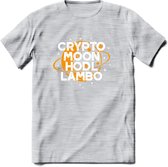 Crypto Moon - T-Shirt Kleding Cadeau | Dames / Heren / Unisex | Bitcoin / Ethereum shirt | Grappig Verjaardag kado | Tshirt Met Print  Prijs - Licht Grijs - Gemaleerd - XXL