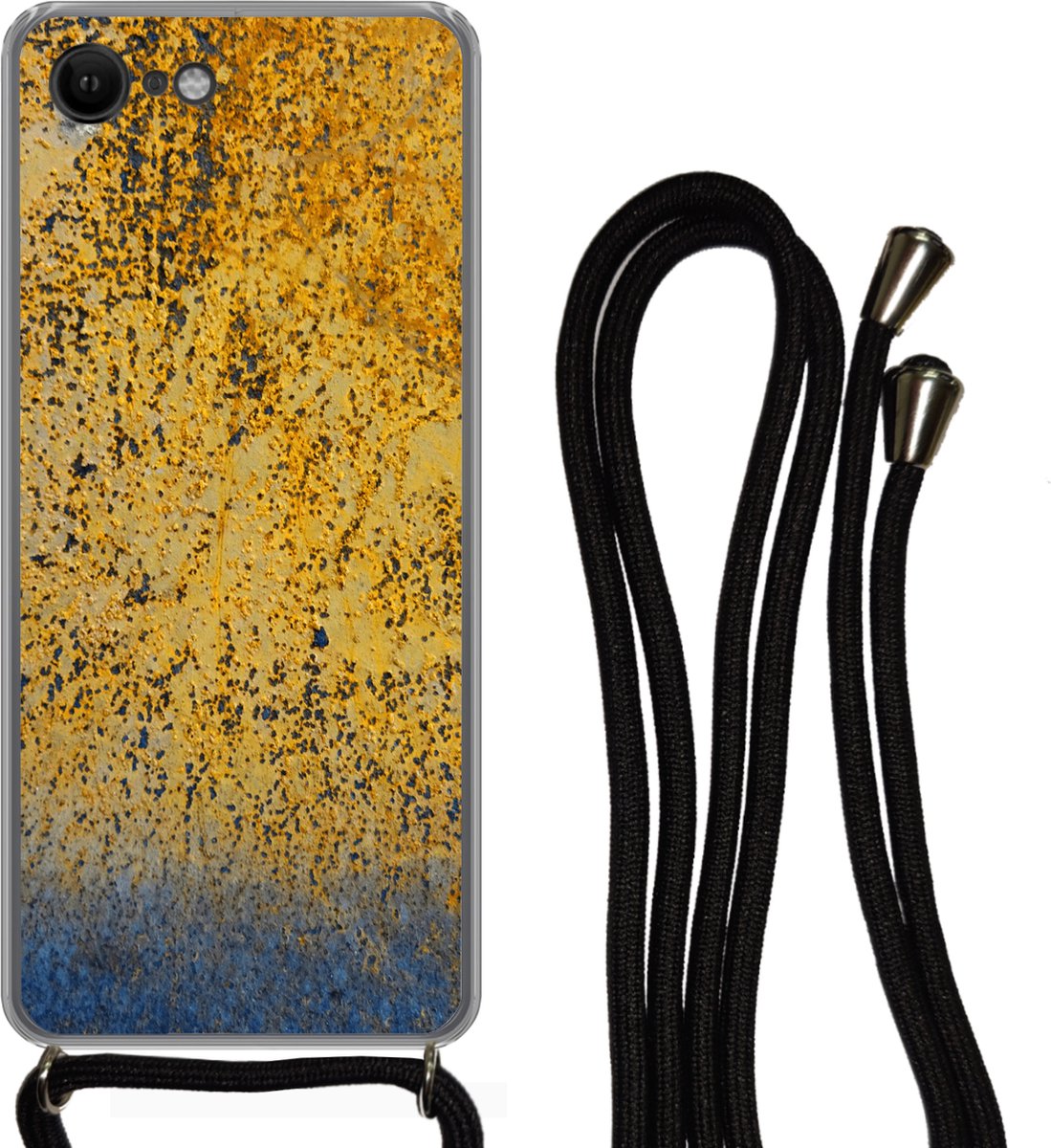 Telefoonkoord - Telefoonketting - Telefoonhoesje Geschikt voor iPhone 8 - Roest print - Goud - Staal - Siliconen - Crossbody - Telefoonhoesje met koord Telefoonhoesje