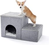 PetFun® Hondentrap met Hondenmand - Hondenloopplank - Loopplank Hond - Trap Hond - Kattentrap - Met Opbergvak