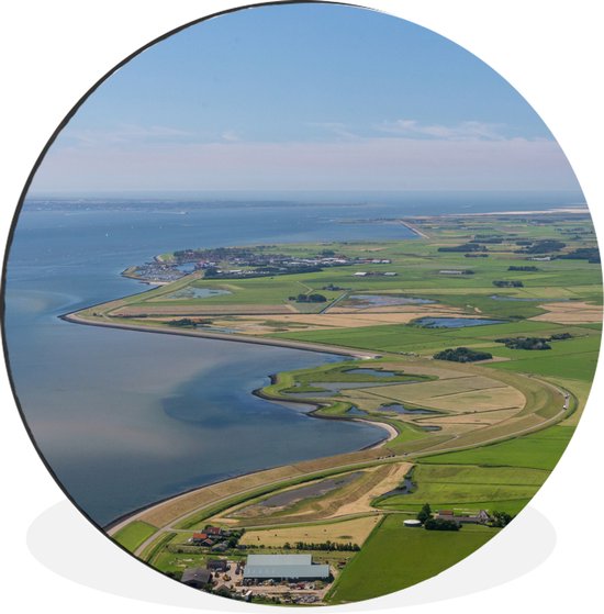 WallCircle - Wandcirkel - Muurcirkel - Luchtfoto van het Nederlandse Texel - Aluminium - Dibond - ⌀ 60 cm - Binnen en Buiten