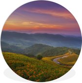 WallCircle - Wandcirkel ⌀ 140 - Bergen - Kleuren - Pastel - Ronde schilderijen woonkamer - Wandbord rond - Muurdecoratie cirkel - Kamer decoratie binnen - Wanddecoratie muurcirkel - Woonaccessoires