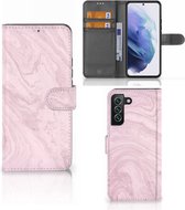 GSM Hoesje Geschikt voor Samsung Galaxy S22 Plus Flip Case Marble Pink