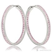 Juwelier Zwartevalk ZILVER (GERHODINEERD) OORBELLEN MET ZIRKONIA 22.047-P/30mm