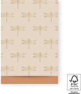 Inpakzakjes - Pasen/verjaardag | Libelle | Dragonfly | 17x25CM - 20 stuks | Goudfolie | Beige | Cadeauzakjes | Decoratie | Inpakpapier | Inpak Zakjes | Zakjes Papier | Verpakkingsmateriaal | 