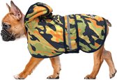 Sharon B - Regenjas voor honden - Camo zalm - zachte fleece voering - maat M -  ruglengte 30 cm - hondenregenjas - reflecterend in het donker