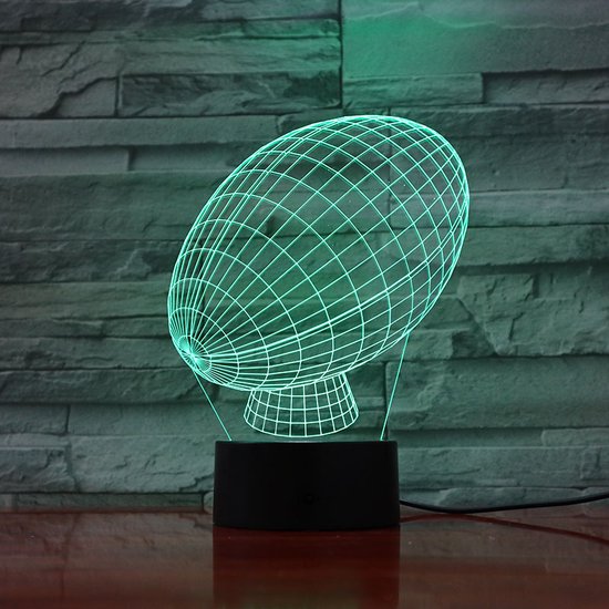 3D Led Lamp Met Gravering - RGB 7 Kleuren - Rugby Bal