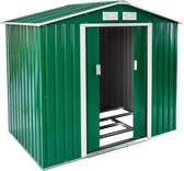 Groene Tuin Schuur van Staalplaat - Tuin Schuur - Metalen Basis - Tuin Huis met Schuifdeur