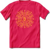 Bitcoin Chip - Crypto T-Shirt Kleding Cadeau | Dames / Heren / Unisex | Bitcoin / Ethereum shirt | Grappig Verjaardag kado | BTC Tshirt Met Print | - Roze - L