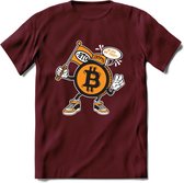 BTC Mascot - Crypto T-Shirt Kleding Cadeau | Dames / Heren / Unisex | Bitcoin / Ethereum shirt | Grappig Verjaardag kado | BTC Tshirt Met Print | - Burgundy - XXL