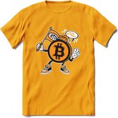 BTC Mascot - Crypto T-Shirt Kleding Cadeau | Dames / Heren / Unisex | Bitcoin / Ethereum shirt | Grappig Verjaardag kado | BTC Tshirt Met Print | - Geel - M