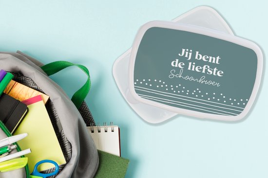 Boîte à pain Wit - Boîte à lunch - Boîte à pain - Frère - Blauw - Citations - 18x12x6 cm - Adultes - Cadeau Sinterklaas - Distribution de cadeaux pour enfants - Cadeaux chaussures Sinterklaas