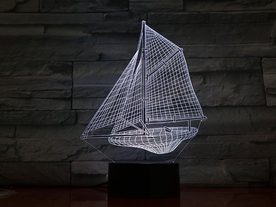 3D Led Lamp Met Gravering - RGB 7 Kleuren - Boot
