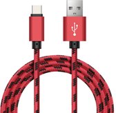 Joyroom - USBC2 -  nylon USB-C oplaadkabel - 0.25m - Rood