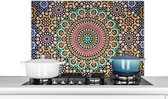 Spatscherm keuken 80x55 cm - Kookplaat achterwand Een bovenaanzicht van Marokkaans mozaïek - Muurbeschermer - Spatwand fornuis - Hoogwaardig aluminium