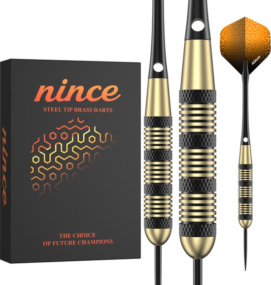 Nince Premium Dartpijlen van Hoge Kwaliteit Steeltip - Set van 6 - Dartpijltjes 23 Gram - Origineel cadeau - Nince