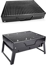 Oustuff Opvouwbare BBQ - Picknick Barbecue - Houtskool Grill - Outdoor Kamperen - Opvouwbaar - 35 x 27 x 20cm - Draagbaar - Zwart