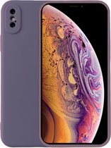 iPhone XS Hoesje Paars Grijs Siliconen Case Met Extra Camera Bescherming - Paars Grijs - Geschikt voor iPhone XS - Smartphonica