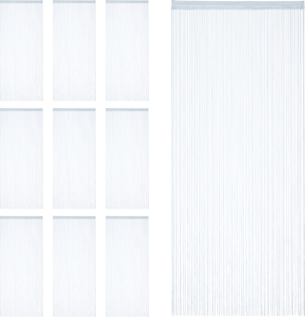 Relaxdays 10x draadgordijn zilver - draadjesgordijn - deurgordijn - slierten 90x245 cm
