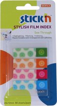 Film Index tab Stick'n 45x12mm, 4 verschillende designs, 20 index per design, wit, totaal 80 tabs