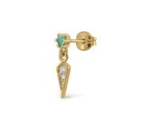 Liefs Jade | oorhangers | zilver 925 oorbellen | gold plated | ear candy | emerald Zirconia steen | oorknopje met hanger |
