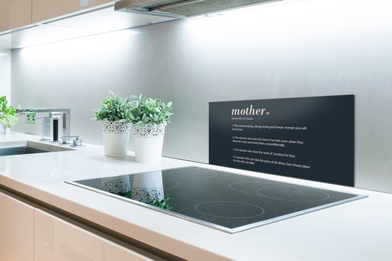 Spatscherm keuken 60x30 cm - Kookplaat achterwand Woordenboek - Mama definitie - Quotes - Mother - Spreuken - Muurbeschermer - Spatwand fornuis - Hoogwaardig aluminium