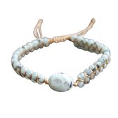 Marama - verstelbare armband edelsteen Jaspis wit - vegan - unisex - verstelbare sluiting - cadeautje voor hem en haar