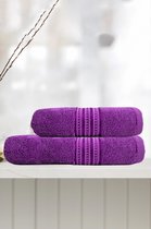 Lubna Home Badhanddoekset 70x140 cm-50x90 cm Zacht Katoen 2 PACK STIJL LILA