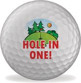 Golfballen bedrukt - Hole in  One! - set van 3