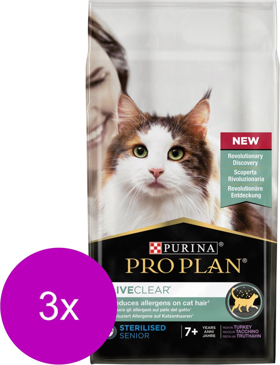 Pro Plan Cat Liveclear Sterilised Senior - Kattenvoer - 3 x Kalkoen 1.4 kg