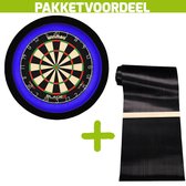 Winmau Blade 6 + Rubberen Dartmat 60*300 incl Oche + Dartbordverlichting Deluxe (Blauw - Zwart)