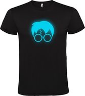Zwart T shirt met   " Harry Potter " logo Glow in the Dark Blauw print  size S