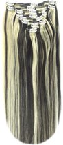 Remy Human Hair extensions straight 20 - zwart / blond 1B/613