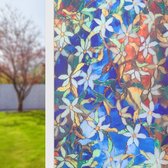 Raamfolie - 70cm x 300cm - Plakfolie - Statisch - Anti Inkijk - Zelfklevend - Zonwerend - HR++ - Glas in Lood Bloemen