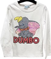 Disney Dombo Shirt - Lange mouw - met pailletten en glitterprint - Wit - Maat 122 (7)