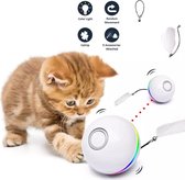 Automatische  Slimme Kat Speelgoed  Bal Wit - Interactieve Kattenbal - USB Oplaadbare Zelf Roterende Kleurrijke LED Veer Speelgoed voor Katten, Poezen en Kittens