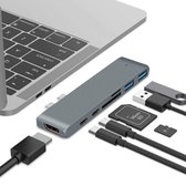 USB C Hub - USB C Adapter - HDMI - 2x USB-C - SD Kaartlezers - 2x USB - Docking Station - Grijs