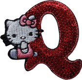 Strijk Embleem Alfabet Patch - Letter Q - Hello Kitty Pailletten - 6cm hoog - Letters Stof Applicatie - Geborduurd - Strijkletters - Patches - Iron On