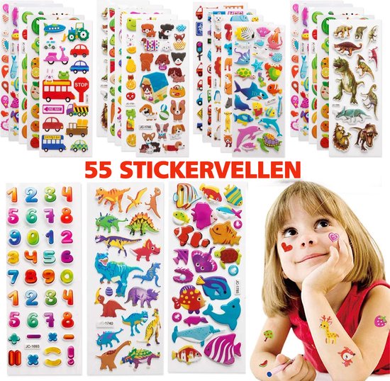 Swilix stickervellen in 3D foam - 55 stuks - voor kinderen | bol.com