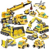 Carden - 8 in 1 speelgoed set – Bouwstenen – Techniek – Vrachtwagen – Kraan – Bulldozer – 693 stukjes – Constructie speelgoed