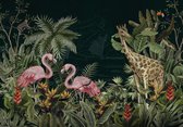 Fotobehang Jungle Dieren XXL – posterbehang – Oude Muur Effect – 368 x 254 cm