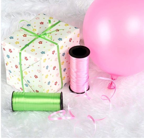 Ballonlint - Geschenklint polyband in 5 Kleuren voor Ballonsluiting en Geschenkverpakking - Merkloos