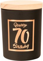 Verjaardag - Geurkaars - Black/Rose - Happy Birthday - 70 jaar - giftbox zwart/goud - In cadeauverpakking