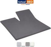 totaalBED Hoeslaken Splittopper - 140x200 - Antraciet - 100% katoensatijn - enkele split