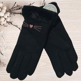 Winter handschoenen Les moustaches du chat van BellaBelga  - zwart