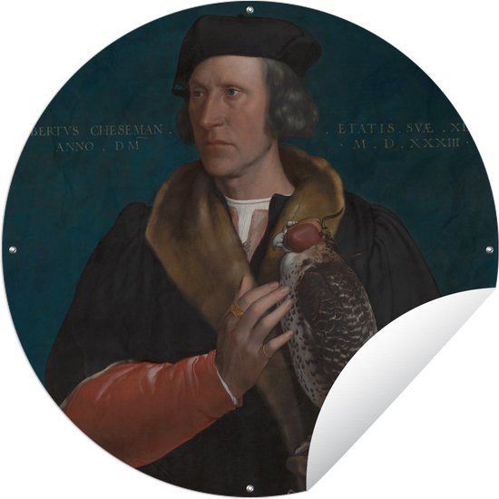 Tuincirkel Portret van Robert Cheseman - Schilderij van Hans Holbein de Jonge - 90x90 cm - Ronde Tuinposter - Buiten