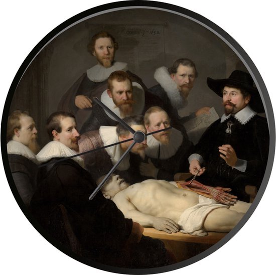 Klok Ø 30 cm De anatomische les van Dr. Nicolaes Tulp Schilderij van Rembrandt...