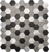 10x PVC Aluminium Mozaiek Steenstrips Hexagon Zwart Grijs