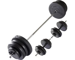 VirtuFit Verstelbare Halterset - Zwart - 60,5 kg - 30 mm - Set - Gratis Trainingsvideo's - Inclusief Sluiters - Voor Krachttraining & Crossfit - Inclusief Dumbbellset - Dumbbellset - Halterstang met Gewichten - Halterstang