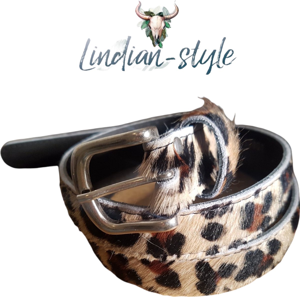Koeienhuid riem ceintuur - 85 cm - panter/leopard - Lindian style